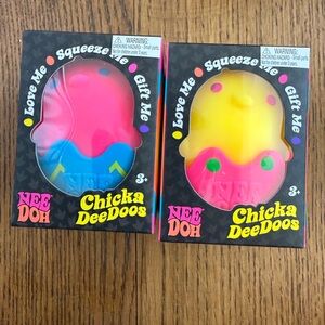 HTF Authentic NeeDoh Chicka DeeDoos Kids Squeeze Toy - Pink & Yellow Squishy